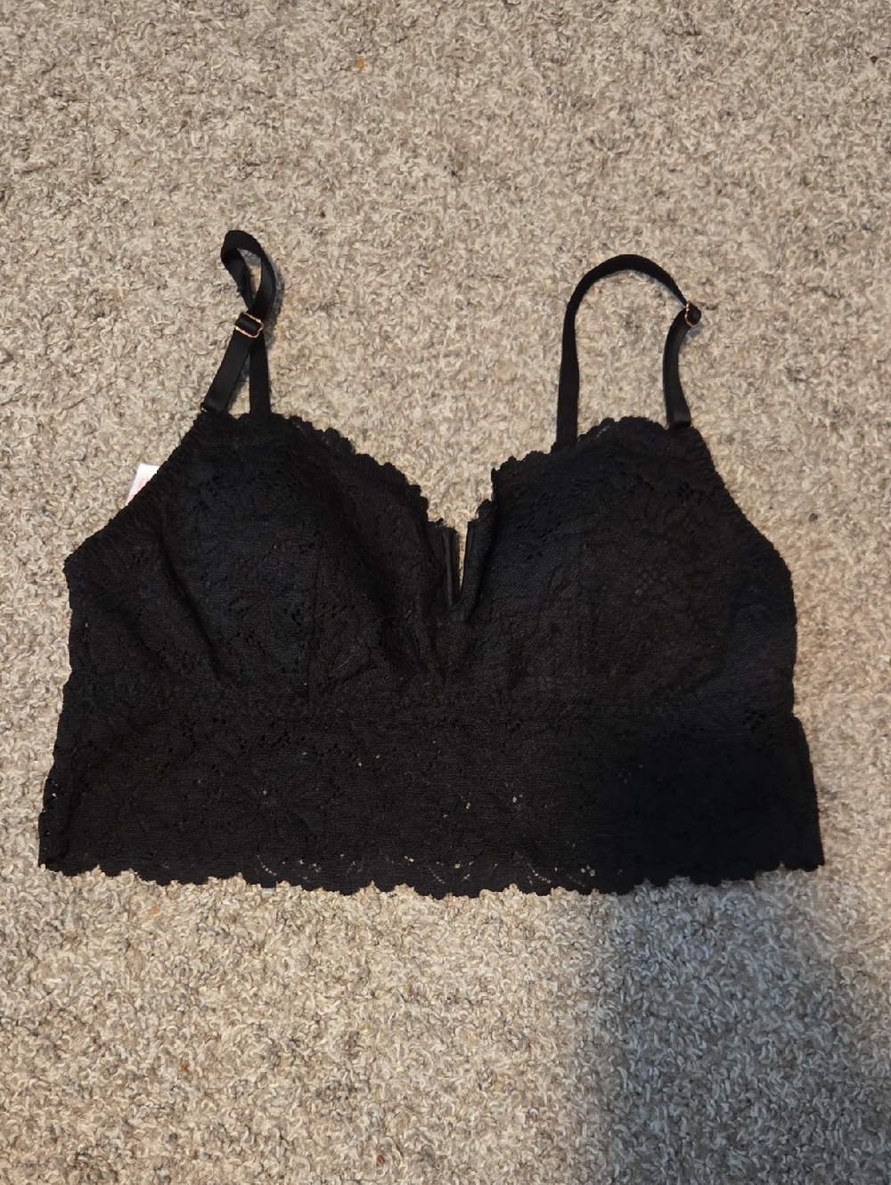 PINK Victoria's Secret Black Lace Longline Bralette